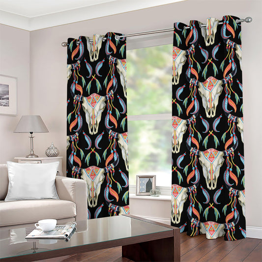 Native Buffalo Pattern Print Grommet Curtains