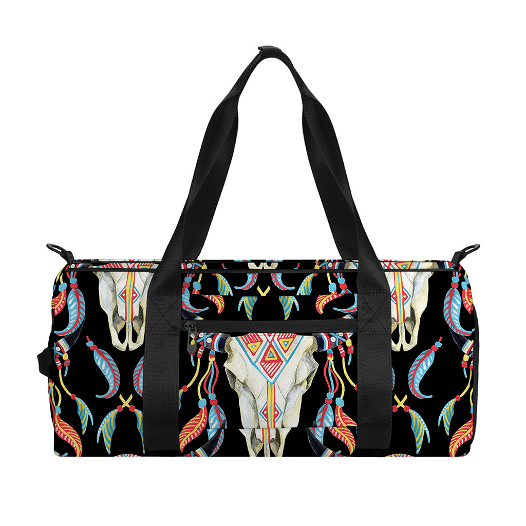 Native Buffalo Pattern Print Gym Bag