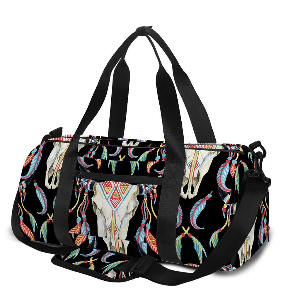 Native Buffalo Pattern Print Gym Bag