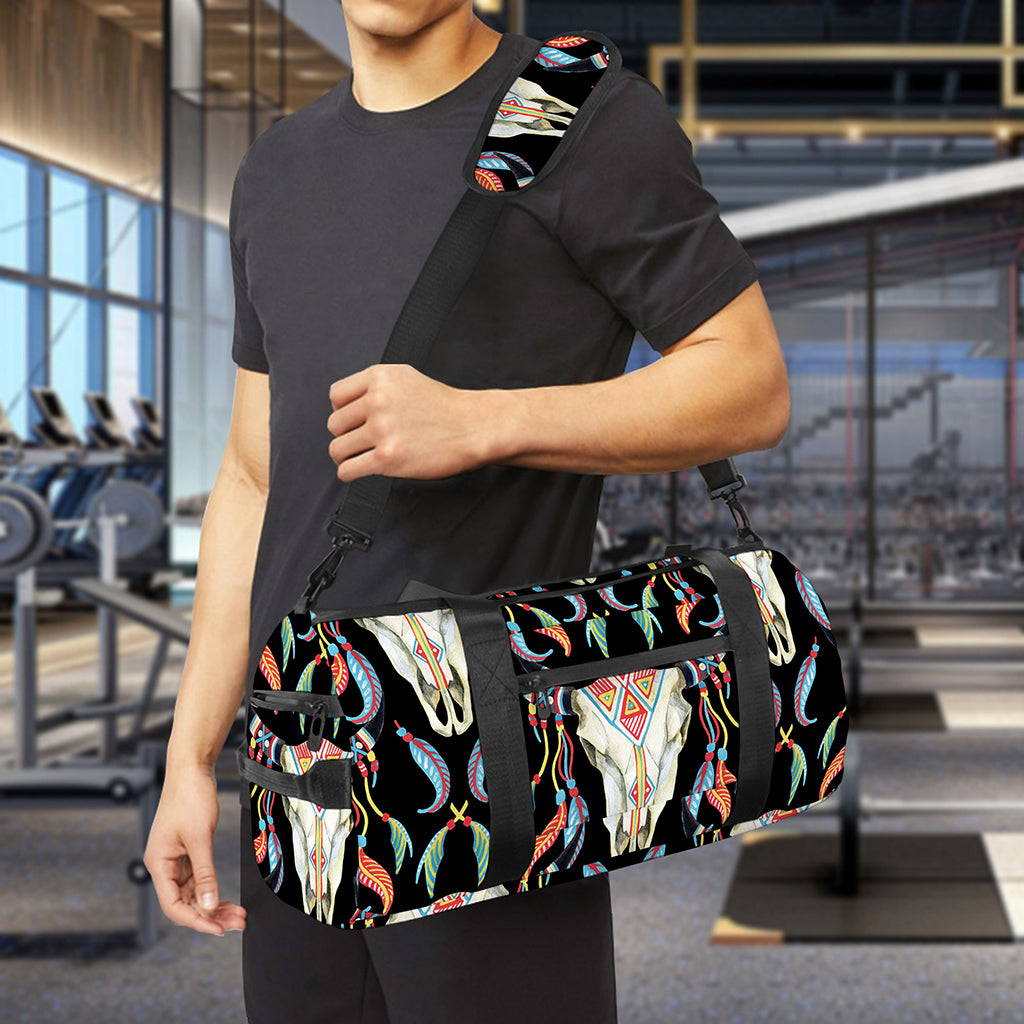 Native Buffalo Pattern Print Gym Bag