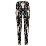 Native Buffalo Pattern Print High-Waisted Pocket Leggings