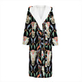 Native Buffalo Pattern Print Hooded Bathrobe