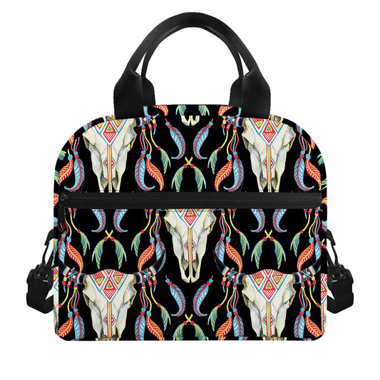 Native Buffalo Pattern Print Insulated Lunch Bag