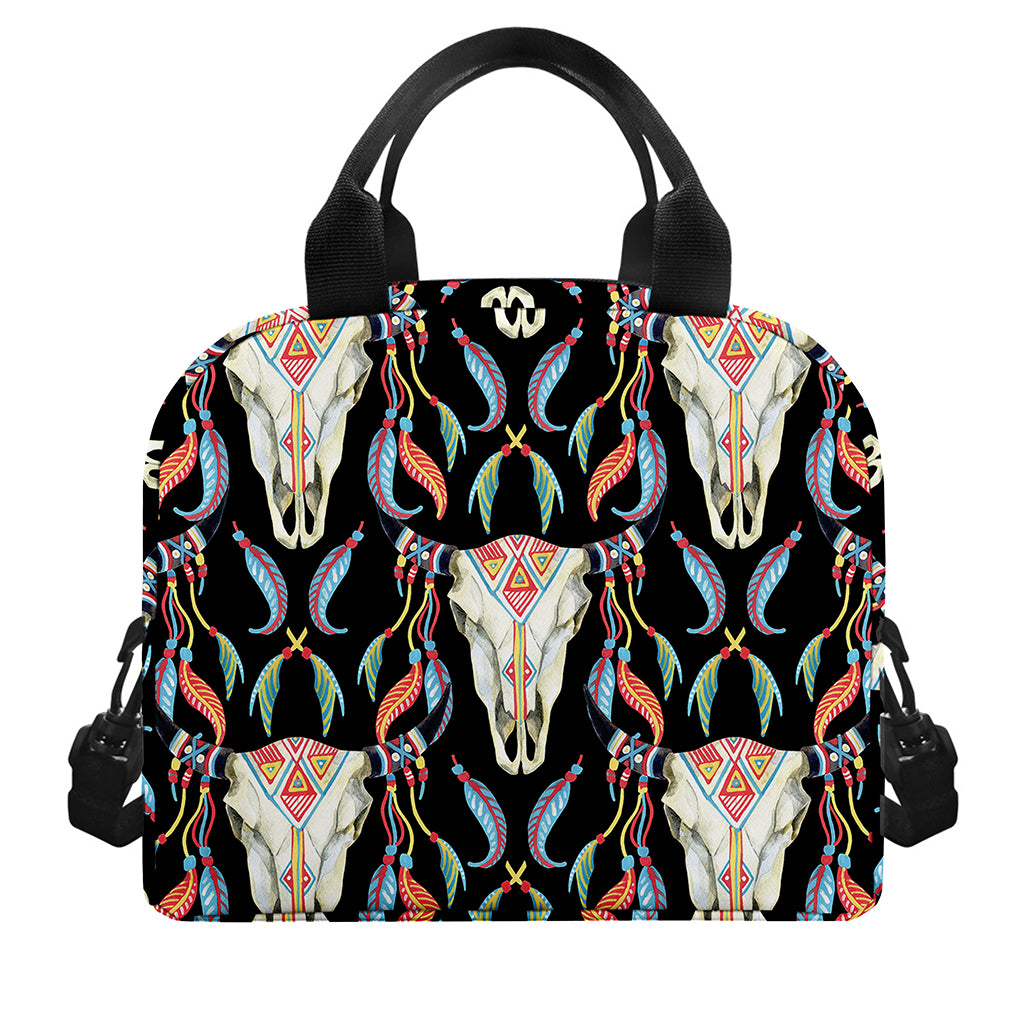 Native Buffalo Pattern Print Insulated Lunch Bag