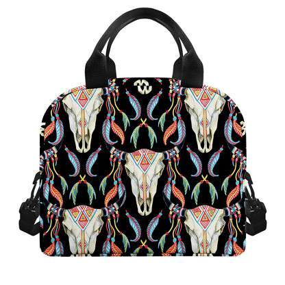 Native Buffalo Pattern Print Insulated Lunch Bag