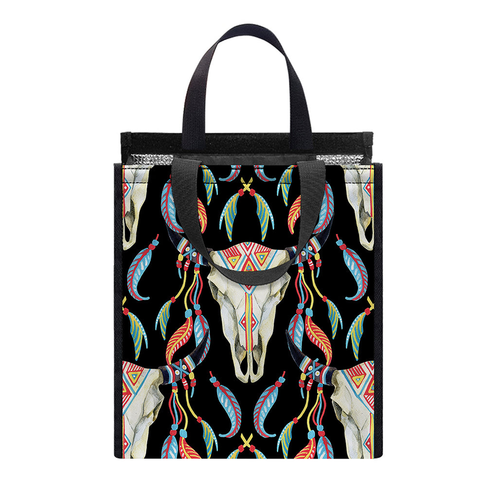 Native Buffalo Pattern Print Insulated Lunch Tote
