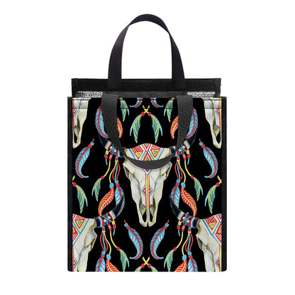 Native Buffalo Pattern Print Insulated Lunch Tote