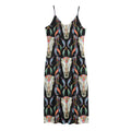 Native Buffalo Pattern Print Jersey Midi Cami Dress