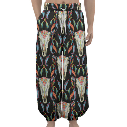 Native Buffalo Pattern Print Lantern Pants