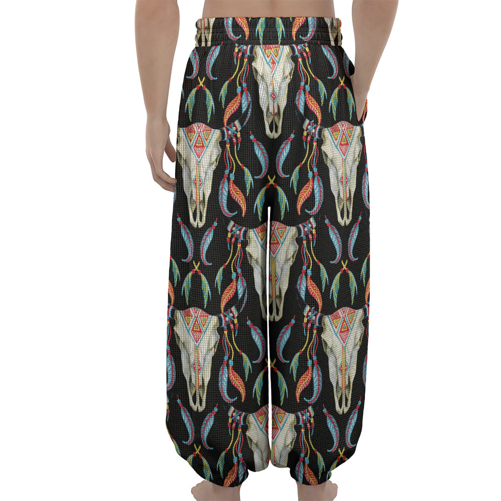 Native Buffalo Pattern Print Lantern Pants