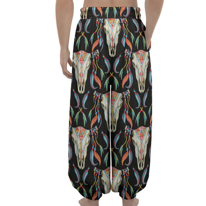 Native Buffalo Pattern Print Lantern Pants
