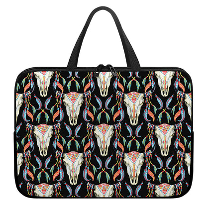 Native Buffalo Pattern Print Laptop Sleeve With Handle