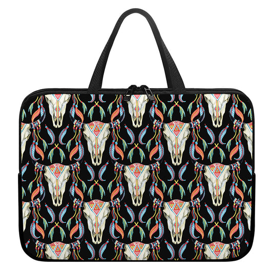 Native Buffalo Pattern Print Laptop Sleeve With Handle