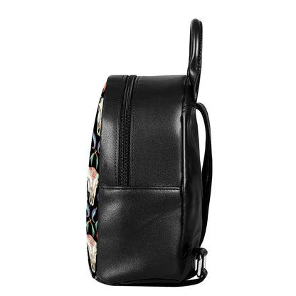 Native Buffalo Pattern Print Leather Backpack