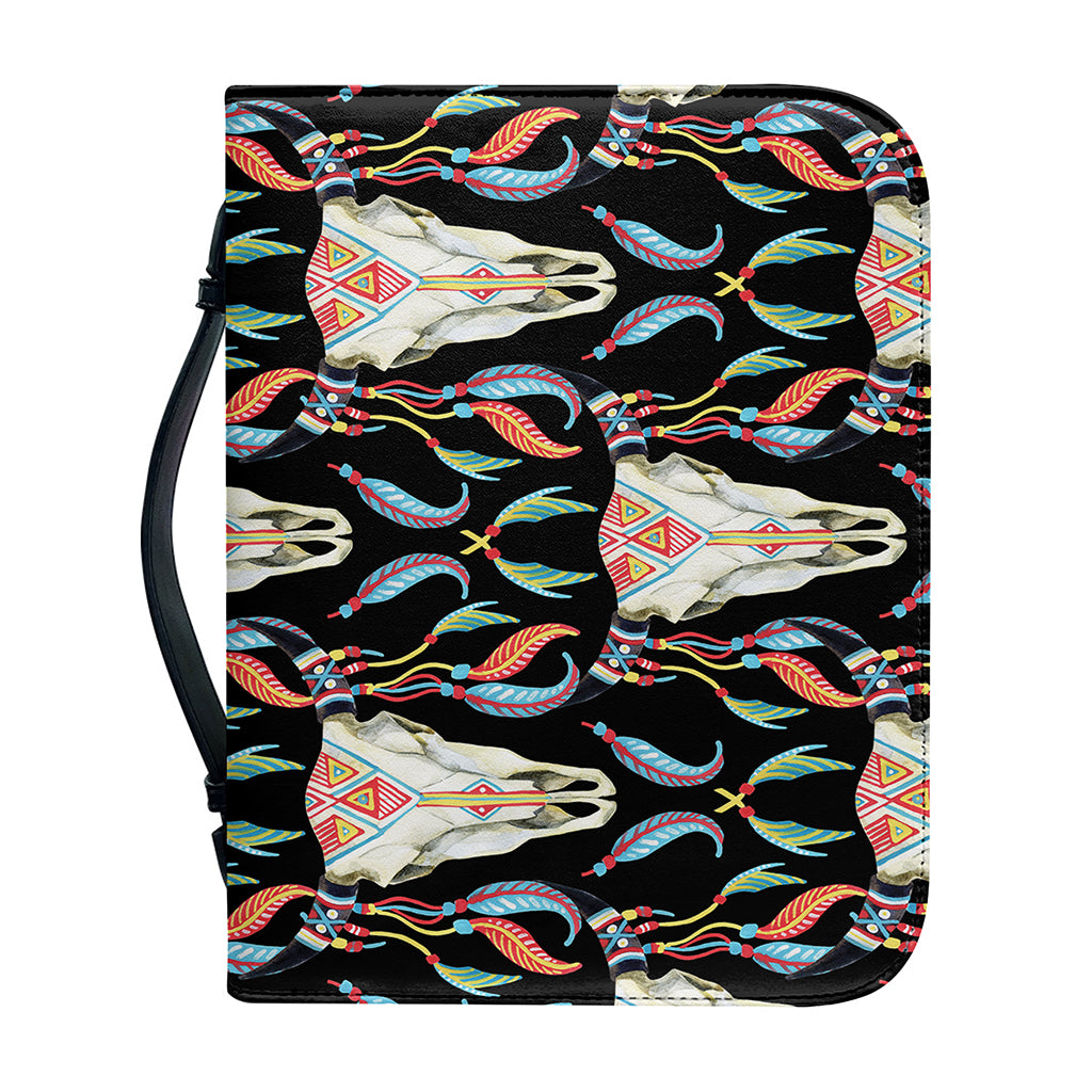 Native Buffalo Pattern Print Leather Bible Cover