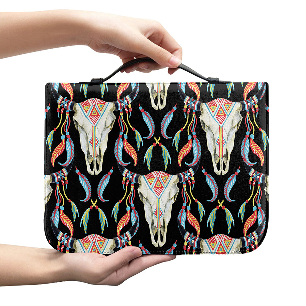 Native Buffalo Pattern Print Leather Bible Cover