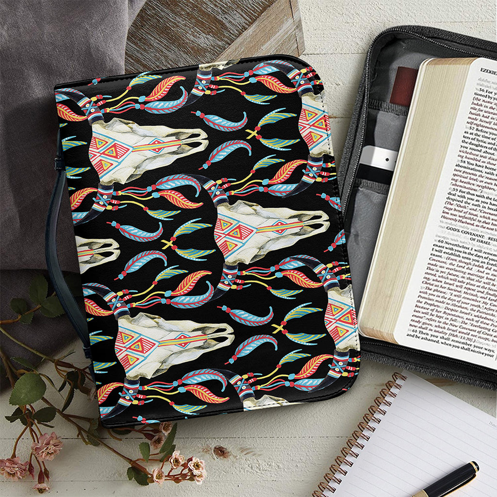Native Buffalo Pattern Print Leather Bible Cover