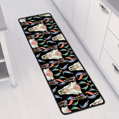 Native Buffalo Pattern Print Long Kitchen Mat