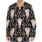 Native Buffalo Pattern Print Long Sleeve Baseball Jersey
