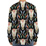 Native Buffalo Pattern Print Long Sleeve Baseball Jersey