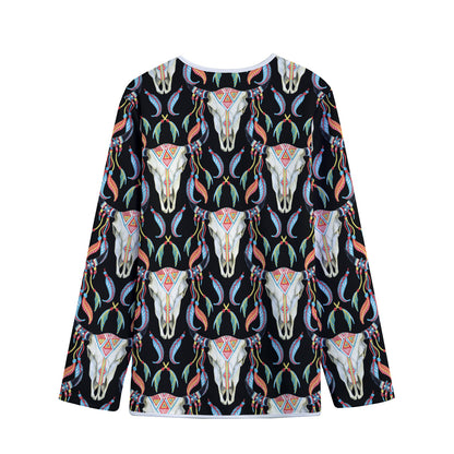 Native Buffalo Pattern Print Long Sleeve Short Coat