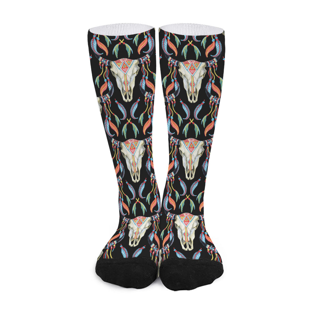 Native Buffalo Pattern Print Long Socks