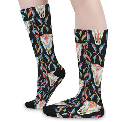 Native Buffalo Pattern Print Long Socks