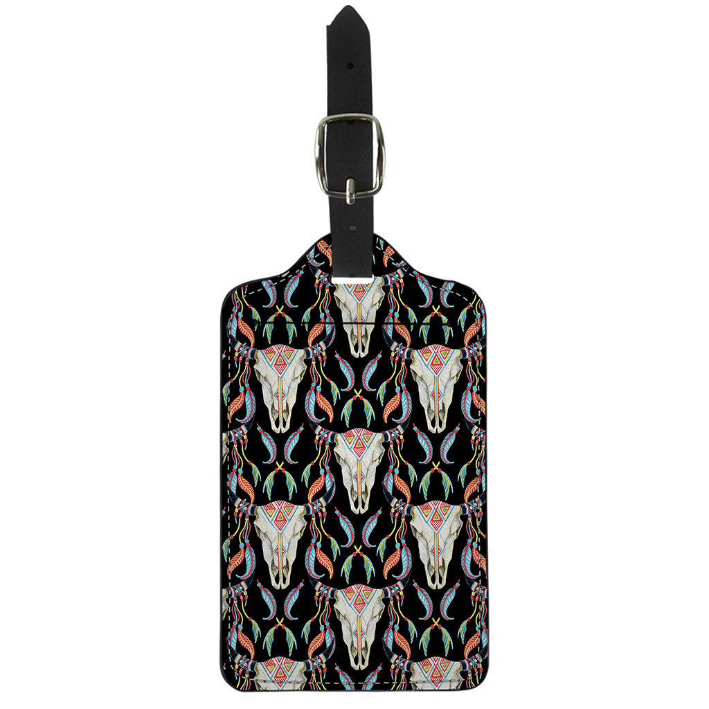 Native Buffalo Pattern Print Luggage Tag