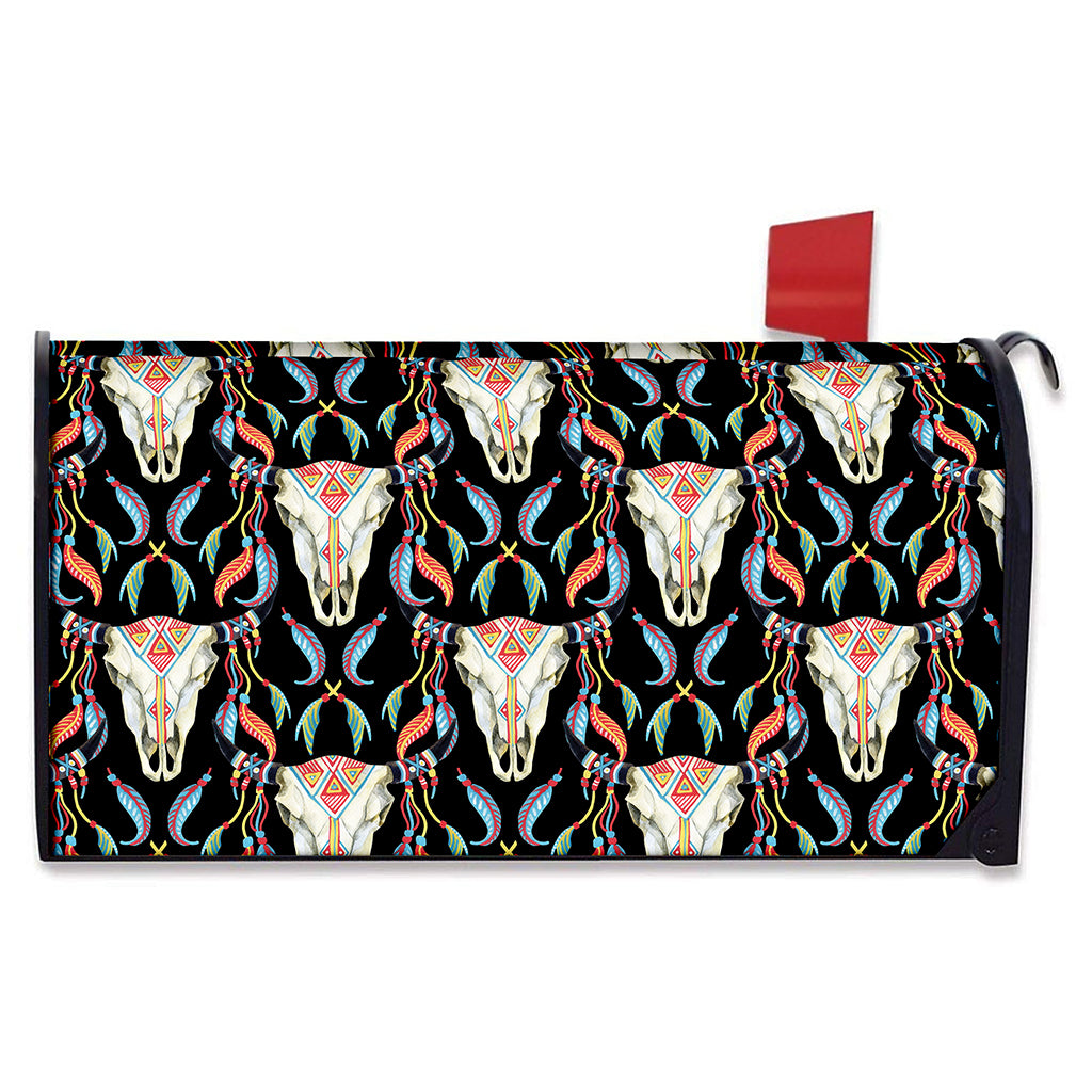 Native Buffalo Pattern Print Mailbox Cover