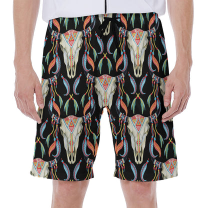 Native Buffalo Pattern Print Men's Beach Shorts