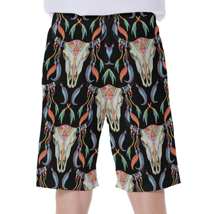 Native Buffalo Pattern Print Men's Beach Shorts