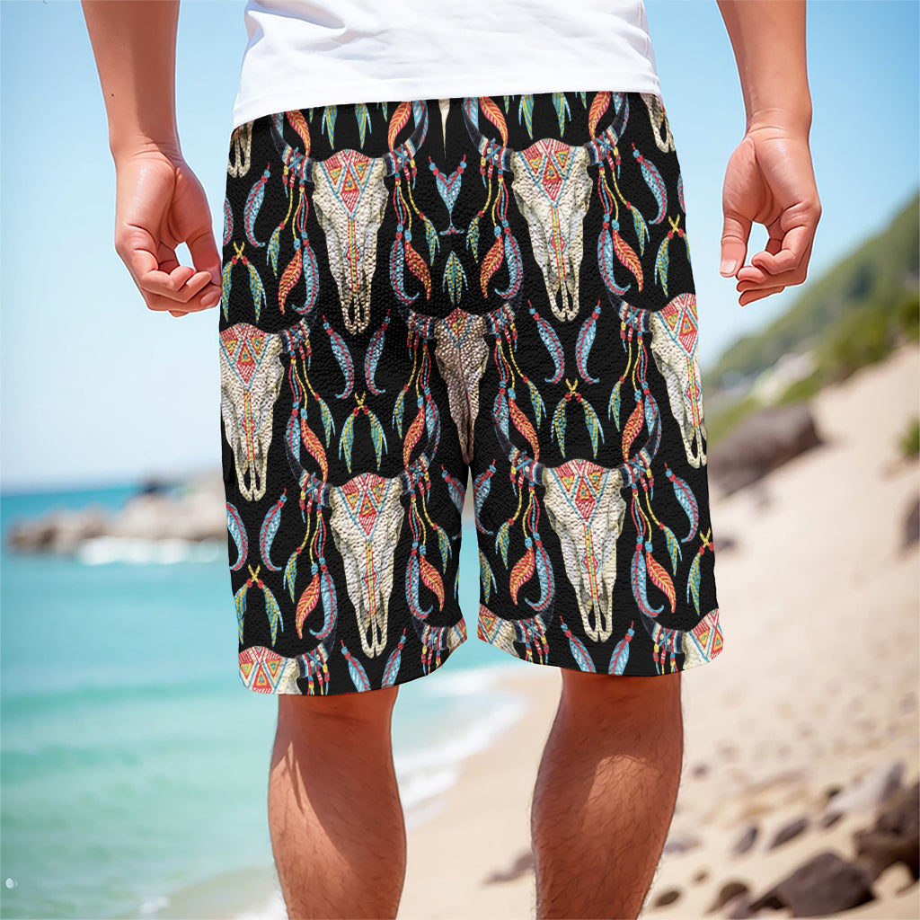 Native Buffalo Pattern Print Men's Cargo Shorts