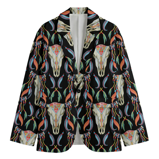Native Buffalo Pattern Print Men's Cotton Blazer