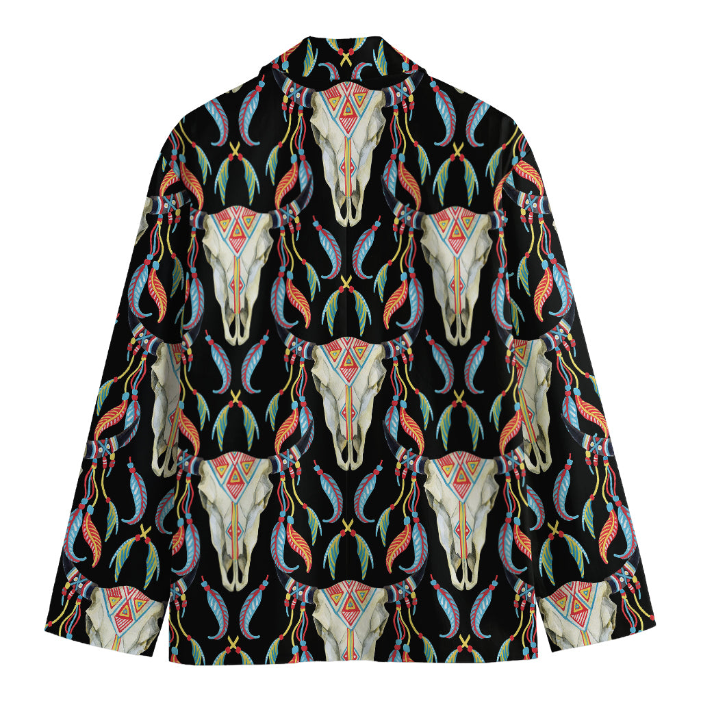 Native Buffalo Pattern Print Men's Cotton Blazer