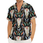 Native Buffalo Pattern Print Men's Deep V-Neck Shirt