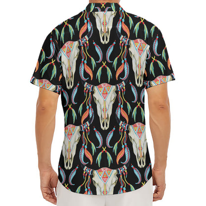 Native Buffalo Pattern Print Men's Deep V-Neck Shirt
