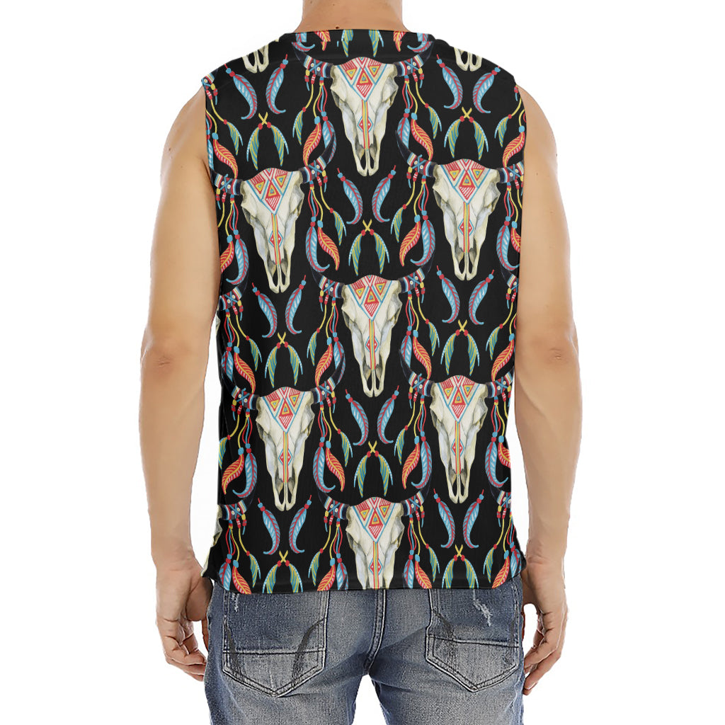 Native Buffalo Pattern Print Men's Fitness Tank Top