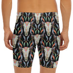 Native Buffalo Pattern Print Men's Long Boxer Briefs