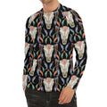 Native Buffalo Pattern Print Men's Long Sleeve Rash Guard