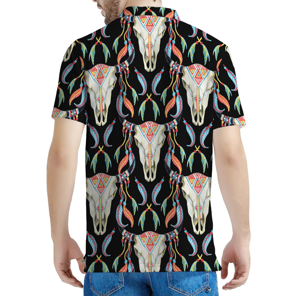 Native Buffalo Pattern Print Men's Polo Shirt