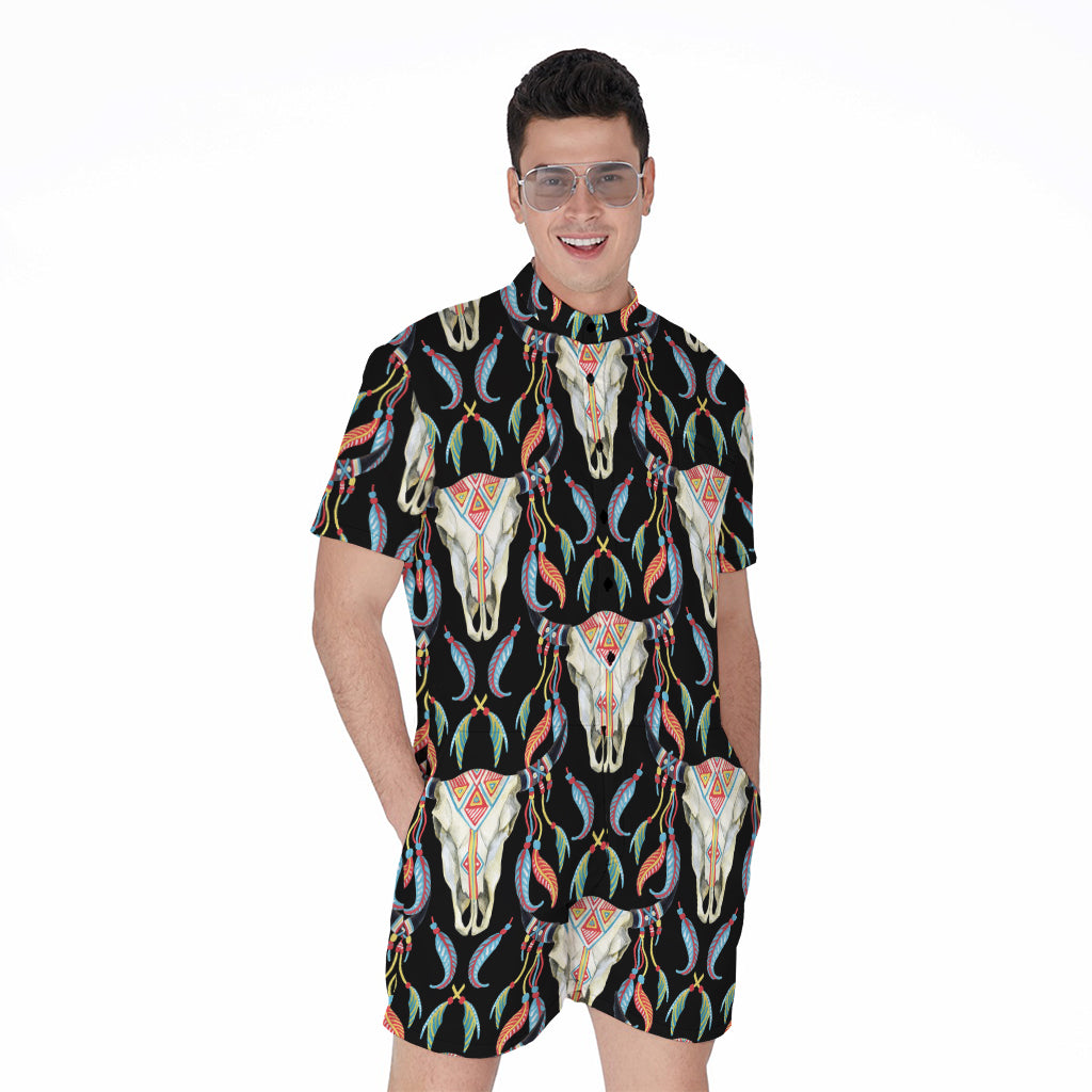 Native Buffalo Pattern Print Men's Rompers
