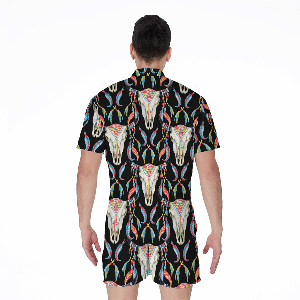 Native Buffalo Pattern Print Men's Rompers