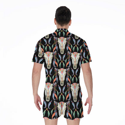 Native Buffalo Pattern Print Men's Rompers