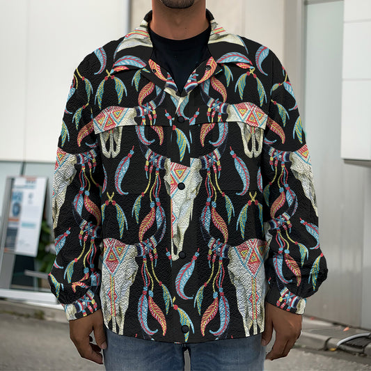 Native Buffalo Pattern Print Men's Shirt Jacket