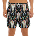 Native Buffalo Pattern Print Men's Split Running Shorts