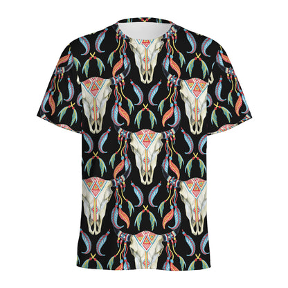 Native Buffalo Pattern Print Men's Sports T-Shirt