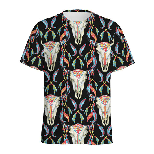 Native Buffalo Pattern Print Men's Sports T-Shirt