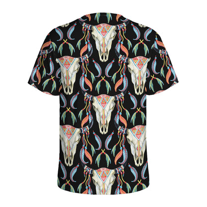Native Buffalo Pattern Print Men's Sports T-Shirt