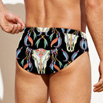 Native Buffalo Pattern Print Men's Swim Briefs