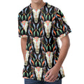 Native Buffalo Pattern Print Men's Velvet T-Shirt